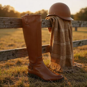 Franco Sarto Classic Ridding Knee High Boots SZ 7.5 M WIDE CALF Cognac Brown
